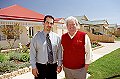 Builders in every mainland state of Australia have won big prizes in the first phase of the COLORBOND® steel “Make the Right Choice and Win” competition. Pictured is Victorian division winner Terry Davies (right) of Highview Homes and BHP Steel’s George Plionis in front of some of Highview’s period reproduction homes using COLORBOND steel.